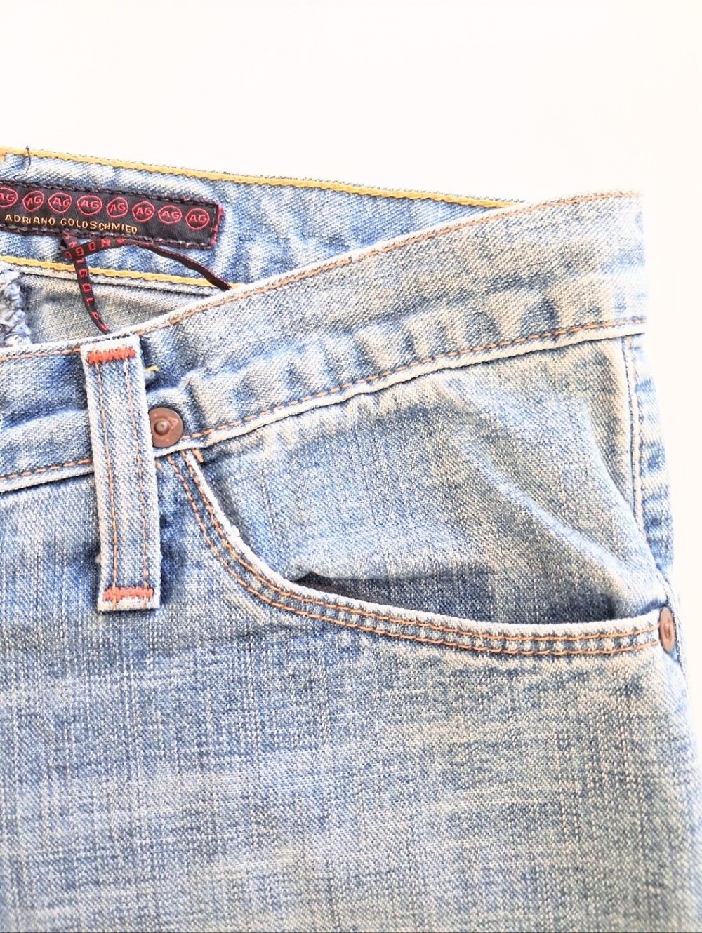 Rare Y2K Vintage AG Adriano Goldschmiel The Cupid Button Fly Light Denim Jeans - Picture 8 of 16